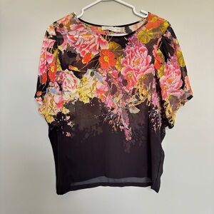 Costa Blanca Women's XS Blouse Semi Sheer Floral Romantic‎ Feminine Whimsical